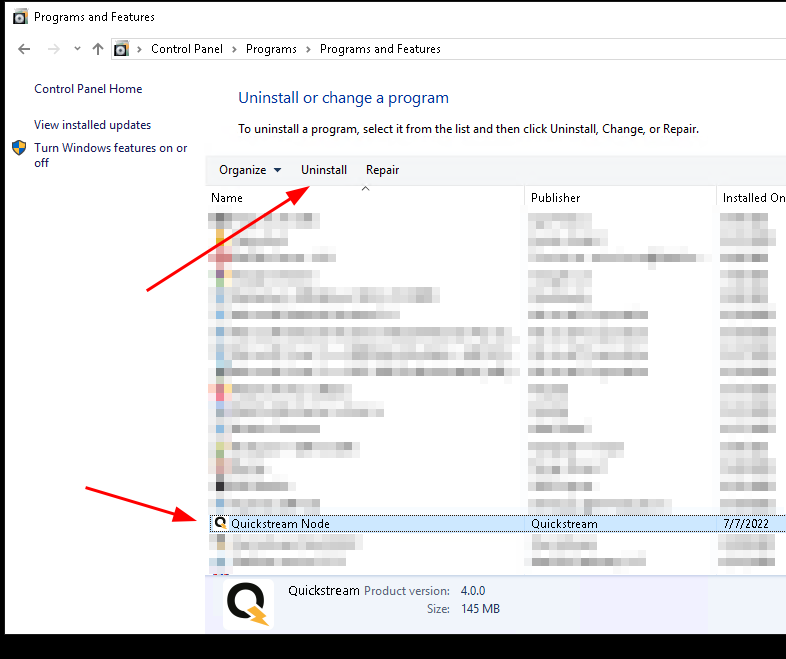 Removing Quickstream Node - Removing Node