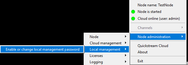 Quickstream Node Setup enabling local management