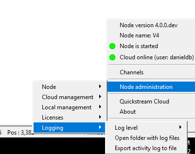 Quickstream Node Log Location