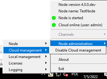 Quickstream Node Setup disconnecting from cloud